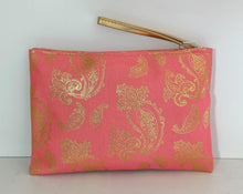 Load image into Gallery viewer, Coral Paisley Wristlet