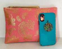 Load image into Gallery viewer, Coral Paisley Wristlet