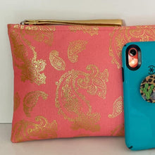 Load image into Gallery viewer, Coral Paisley Wristlet
